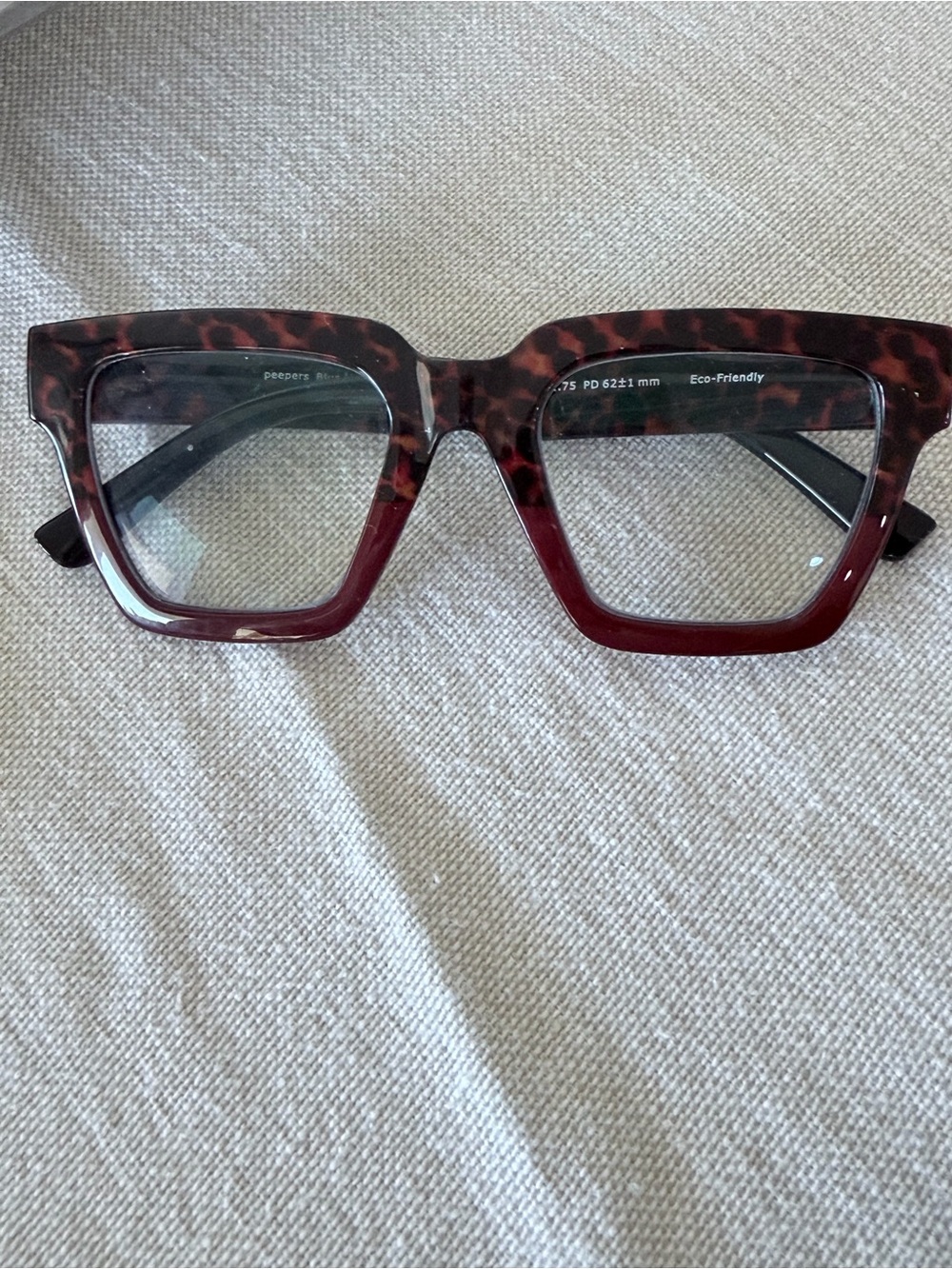 Peepers Burgundy Tortoise Square Reading Glasses 1.75